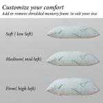 Memory Foam Pillows Queen Size set of 2, Shredded Memory Foam Bed Pillow for Sleeping, Adjustable Fluffy Pillow with Cooling Breathable Cover for All Sleepers, Hotel Quality Rest Pillow Queen 2 Pack