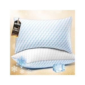 HEYCUZI Bed Pillows Queen Size for Sleeping - Cooling Down Alternative Breathable Soft Pillows Set of 2 for Side, Back, and Stomach Sleepers - Hotel Quality Fluffy Microfiber Fill Skin-Friendly
