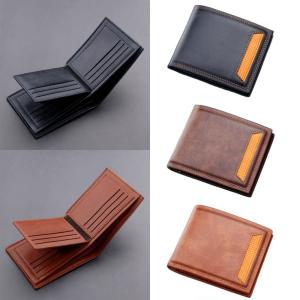 New Men's Wallet Short Cross Section Youth Tri-fold Wallet Stitching Business Multi-card Zipper Coin Purse Wallet Passport Cover