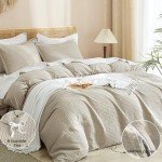 PHF Waffle Weave Duvet Cover Set King Size, 3 Piece Ultra Soft Breathable Durable Comforter Cover for All Season, Waffle Textured Duvet Set with 2 Pillow Shams Bedding Collection, 104"x90", Linen