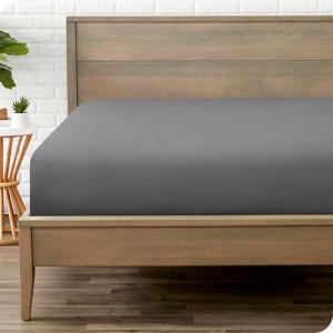 Bare Home Fitted Bottom Sheet King Size - Premium 1800 Microfiber - Ultra-Soft Hotel Luxury - Deep Pocket - Durable and Long Lasting - Fitted Sheet (King, Grey)
