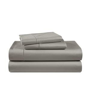 100% Egyptian Cotton Sheets Queen Size Bed Set – Naturally Cooling & Breathable Sateen Queen Sheets Set, Authentic Long-Staple Cotton for Lasting Softness, Snug Fit 15" Deep Pocket Fitted - Charcoal