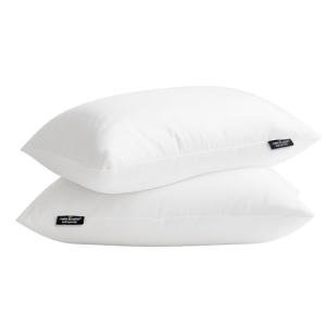 Farm To Home 100% Organic Cotton Cover Pillows Queen/Standard Size Set of 2, Down Alternative Hotel Quality Soft Bed Pillow for Back & Side Sleepers, Machine Washable, 20"x28", White