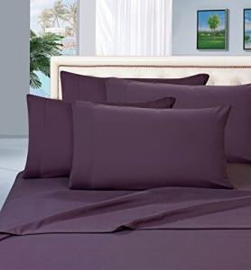 Elegant Comfort 1500 Thread Count Egyptian Quality 6 Piece Wrinkle Free and Fade Resistant Luxurious Bed Sheet Set, King, Eggplant Purple