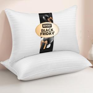 HEYCUZI Queen Size Bed Pillows - Premium Down Alternative Cooling Pillows Set of 2 for Side, Back, and Stomach Sleepers Fluffy Hotel Quality Soft Microfiber Fill Breathable Skin-Friendly