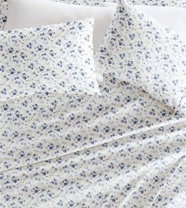 Linen Market Double-Brushed Patterned Microfiber Queen Sheet Set 4 Piece – Oeko-TEX Certified Ultra Soft & Wrinkle-Free - 16" Deep Pocket Sheets - Easy Care Queen Size - Blossoms Light Blue