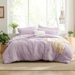 Love's cabin Seersucker Lavender 7 Pieces Comforter Set Full, All Season Bedding Set, Full Bed in a Bag Comforter Set with Comforter, Flat Sheet, Fitted Sheet, Pillowcase and Pillow Sham