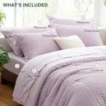 Love's cabin Seersucker Lavender 7 Pieces Comforter Set Full, All Season Bedding Set, Full Bed in a Bag Comforter Set with Comforter, Flat Sheet, Fitted Sheet, Pillowcase and Pillow Sham