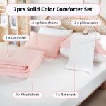 weigelia Pink Comforter Sets Full Size Comforter Set with Sheets 7 Piece Soft Microfiber Comforters Set for Women Blush Lightweight Alternative Comforter for All Season