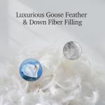 Hotel Grand Luxury White Goose Feather Down Fiber Comforter Full Queen Size, 100% Cotton All Season Duvet Insert Queen, Medium Warmth Bedding Comforter with 8 Corner Loops, White 90x90 Inch