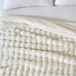 Serenhom 50x60 Inches Ultra-Soft Fuzzy Faux Fur Plush Throw Blanket - Thick, Warm Sherpa for Couch, Sofa, Bedroom, Camping - Decorative Blanket for Cozy Warmth, Bubble Ivory White
