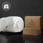 Hotel Grand Luxury White Goose Feather Down Fiber Comforter Full Queen Size, 100% Cotton All Season Duvet Insert Queen, Medium Warmth Bedding Comforter with 8 Corner Loops, White 90x90 Inch