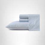 Nautica - Queen Sheet Set, Cotton Percale Bedding Set, Crisp & Cool, Lightweight & Breathable (Penny Pinstripe Blue, Queen)