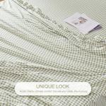 kisswish Gingham Queen Sheet Set, Lightweight Super Soft Brushed Microfiber Plaid Bed Sheets with 16" Deep Pocket, 4 Piece Ruffle Farmhouse Bedroom Decor, Sage Green