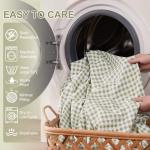 kisswish Gingham Queen Sheet Set, Lightweight Super Soft Brushed Microfiber Plaid Bed Sheets with 16" Deep Pocket, 4 Piece Ruffle Farmhouse Bedroom Decor, Sage Green