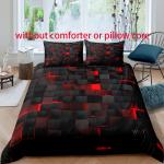 Black and Red Check style Digital Printed Duvet Set - Polyester - Bedroom Decor -1 bed cover +2 pillowcases (no pillow core)