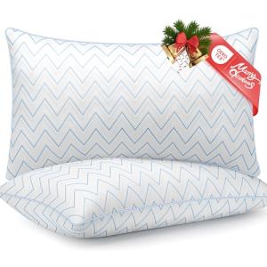 DIORIS Pillows Queen Size Set of 2 - Cooling Luxury Hotel Collection Bed Pillows for Sleeping, Breathable Medium Firm Down Alternative Microfiber Filled Pillows for Back, Stomach Sleepers