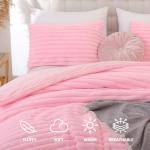 Smoofy Fluffy Queen Comforter Set 3 Pieces - Pink Fleece Fluffy Comforter Set, Luxury Fuzzy Queen Bedding Set, Soft Warm Bed Set All Season, Heavy Faux Fur Comforter with 2 Pillow Cases
