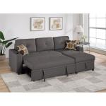 Convertible Sectional Sofa Bed with Storage Chaise, Cup Holders & Pillows, 2-Piece Living Room Furniture