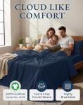 LANE LINEN Eco Friendly 100% Organic Cotton Bed Sheets Queen Size, Soft & Comfy Percale Weave, Fully Elasticized Mercerized Naturally Cooling Cotton Sheets Queen Size Set- Navy
