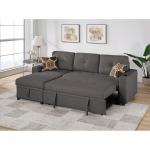 Convertible Sectional Sofa Bed with Storage Chaise, Cup Holders & Pillows, 2-Piece Living Room Furniture