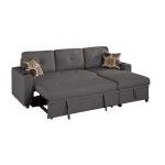 Convertible Sectional Sofa Bed with Storage Chaise, Cup Holders & Pillows, 2-Piece Living Room Furniture