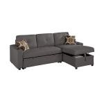 Convertible Sectional Sofa Bed with Storage Chaise, Cup Holders & Pillows, 2-Piece Living Room Furniture