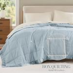 Madison Park Windom Down Alternative Blanket, Premium 3M Scotchgard Moisture Wicking Treatment, Lightweight and Soft Bed Cover For All Season, Satin Trim, Blue Full/Queen