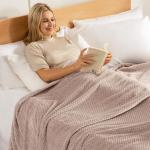 Exclusivo Mezcla Fleece Bed Blanket King Size, Super Soft and Warm Blankets for Couch, Sofa and Bed Waffle Textured, Cozy, Fuzzy and Lightweight (Camel, 90x104 Inches)