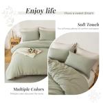 MILDLY Super Soft Duvet Cover - 100% Washed Microfiber October Mist Sage Comforter Cover Set 3 Pieces with Zipper Closure & Corner Ties (No Comforter)