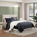 UGG Full/Queen Comforter Set 5 Piece Bed in a Bag with Throw Blanket, Decorative Pillow, Shams, Reversible Hypoallergenic Washable Luxury Warm Fluffy Bedding Set, Navy Blue (Remina)