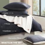 UGG Full/Queen Comforter Set 5 Piece Bed in a Bag with Throw Blanket, Decorative Pillow, Shams, Reversible Hypoallergenic Washable Luxury Warm Fluffy Bedding Set, Navy Blue (Remina)