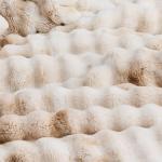 Wonderful 3 Pieces Fluffy Faux Rabbit Fur Bubble Comforter Set Queen Size, Tie-Dyeing Beige Plush Fuzzy Bedding Set, Warm Soft Bubble Comforter Bedding Set for Winter