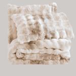 Wonderful 3 Pieces Fluffy Faux Rabbit Fur Bubble Comforter Set Queen Size, Tie-Dyeing Beige Plush Fuzzy Bedding Set, Warm Soft Bubble Comforter Bedding Set for Winter