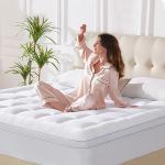 Mattress Topper for Back Pain Relief, Extra Thick Mattress Pad, Soft Plush Mattress Cover Bed Topper, Overfill Down Alternative