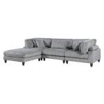 Bauhaus Furniture Living Room Sofa Set 4-piece Modular Sectional Couch Gray Corduroy Soft Cushion Pillows Solid Wood Legs Adhd