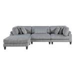 Bauhaus Furniture Living Room Sofa Set 4-piece Modular Sectional Couch Gray Corduroy Soft Cushion Pillows Solid Wood Legs Adhd