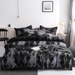 Luxury Black Bedding Comforter Set with Pillow Case SIngle Full Size Bed Linen Duvet Cover Set Queen/King Double Single Bed