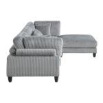 Bauhaus Furniture Living Room Sofa Set 4-piece Modular Sectional Couch Gray Corduroy Soft Cushion Pillows Solid Wood Legs Adhd