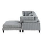 Bauhaus Furniture Living Room Sofa Set 4-piece Modular Sectional Couch Gray Corduroy Soft Cushion Pillows Solid Wood Legs Adhd