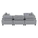 Bauhaus Furniture Living Room Sofa Set 4-piece Modular Sectional Couch Gray Corduroy Soft Cushion Pillows Solid Wood Legs Adhd