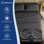 DREAMCARE King Size Sheets Set – 4 pcs Super Soft & Lightweight Cooling Sheets – up to 21” Deep Pocket King Sheet Set – Hotel Luxury Sheets & Pillowcases – 100% Fine Microfiber with Side Pocket Gray