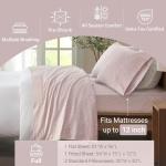 True North by Sleep Philosophy Cozy Flannel Warm 100% Cotton Sheet - Novelty Print Animals Stars Cute Ultra Soft Cold Weather Bedding Set, Full, Blush Dots 4 Piece