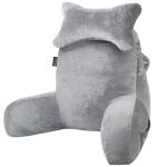 SLIGUY Reading Pillow for Sitting in Bed Couch Adult, Back Pillow with arm Support and Pockets, Adult Back Pillow Bed Chair for Bed Rest, Reading, Watching TV, Gaming for Boys and Girls Light Grey
