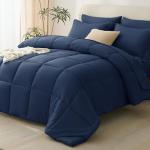 CozyLux King Size Comforter Set Navy Blue - 7 Pieces Bed in a Bag King, Okeo-Tex Certifited Bedding Set, All Season Soft Bed Set with Down Alternative Comforter, Sheets, Pillowcases & Pillow Shams