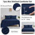 CozyLux King Size Comforter Set Navy Blue - 7 Pieces Bed in a Bag King, Okeo-Tex Certifited Bedding Set, All Season Soft Bed Set with Down Alternative Comforter, Sheets, Pillowcases & Pillow Shams