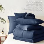 CozyLux King Size Comforter Set Navy Blue - 7 Pieces Bed in a Bag King, Okeo-Tex Certifited Bedding Set, All Season Soft Bed Set with Down Alternative Comforter, Sheets, Pillowcases & Pillow Shams