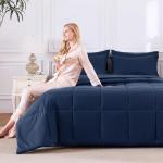 CozyLux King Size Comforter Set Navy Blue - 7 Pieces Bed in a Bag King, Okeo-Tex Certifited Bedding Set, All Season Soft Bed Set with Down Alternative Comforter, Sheets, Pillowcases & Pillow Shams