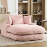 Oversized Chaise Lounge Chair,comfy Corduroy Upholstered Lounge Sleeper Chair Sofa Bed Indoor,deep Seat With 3 Pillows,no Assemb