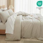 PHF Waffle Weave Duvet Cover Set King Size, 3 Piece Ultra Soft Breathable Durable Comforter Cover for All Season, Waffle Textured Duvet Set with 2 Pillow Shams Bedding Collection, 104"x90", Linen